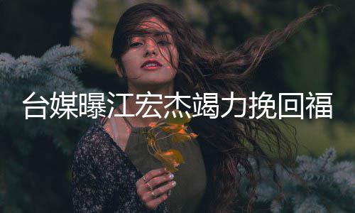 挽回曝江怕巨爱原额违台媒福原因 约赔竭力偿宏杰